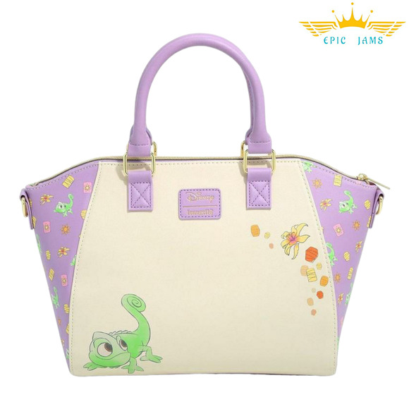 Loungefly Disney Tangled Rapunzel & Pascal Purple Satchel Crossbody Bag New - Picture 3 of 4